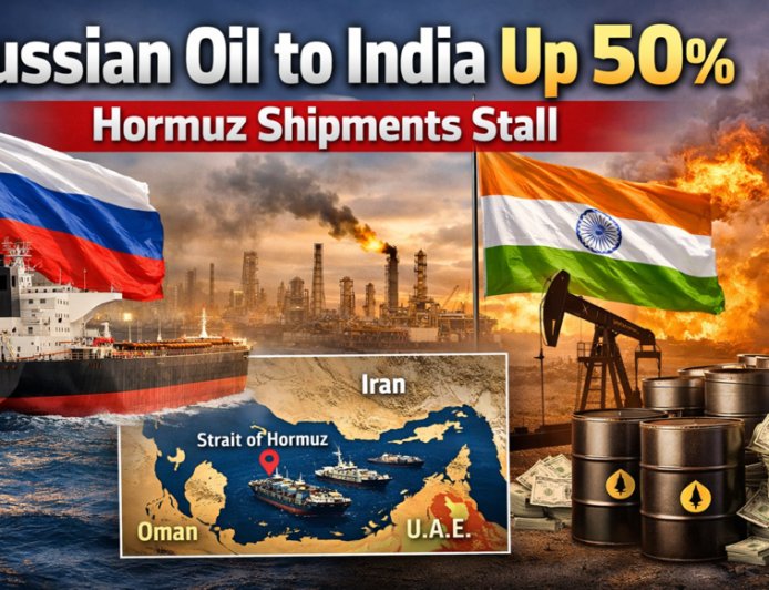 Russian Oil to India Up 50% Hormuz Shipments Stall